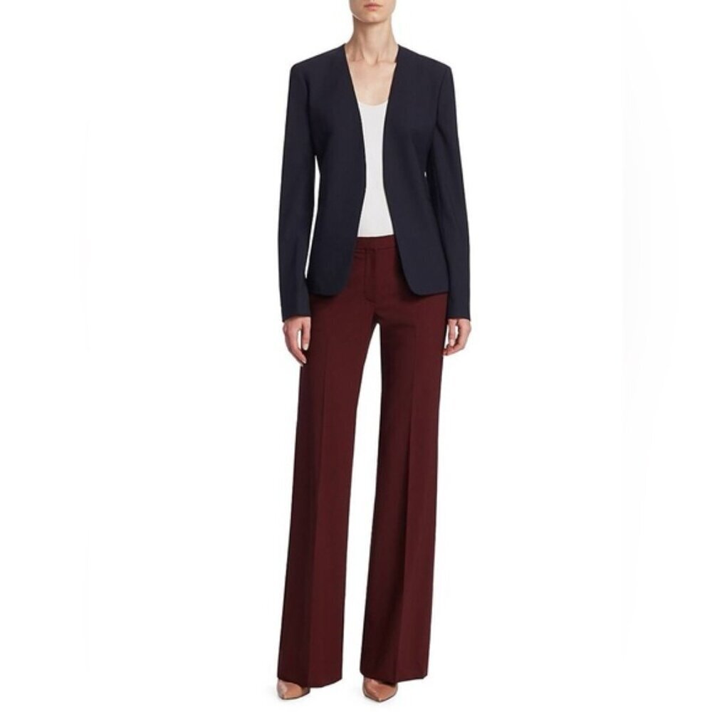 NWT Theory Isita R Wool open front cinched back Blazer Dark Navy Black sz 00